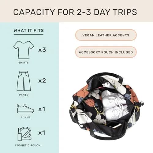 Jadyn Luna Women's Weekender Bag and Travel Duffel 37L | Durable Polyester, Vegan Leather Accents thumbnail 2
