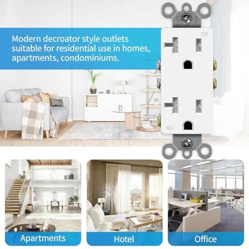 micmi Decorator Receptacle Outlet 20 Amp 125V Grounding UL Listed | Tamper Resistant, Gold Finish thumbnail 5