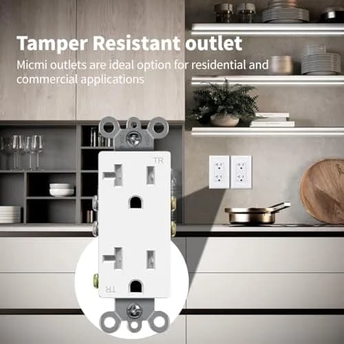 micmi Decorator Receptacle Outlet 20 Amp 125V Grounding UL Listed | Tamper Resistant, Gold Finish thumbnail 6