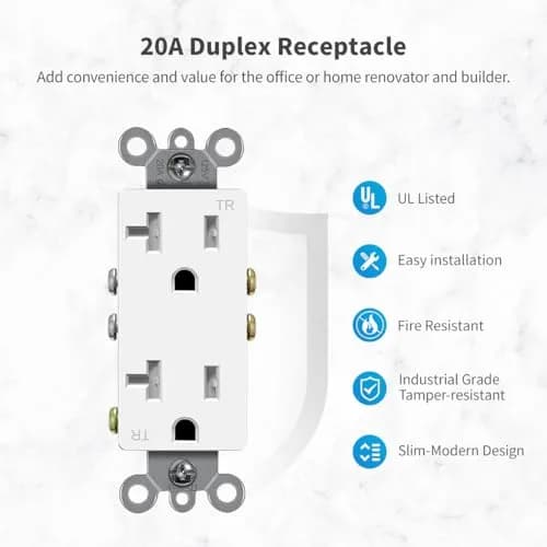 micmi Decorator Receptacle Outlet 20 Amp 125V Grounding UL Listed | Tamper Resistant, Gold Finish thumbnail 2