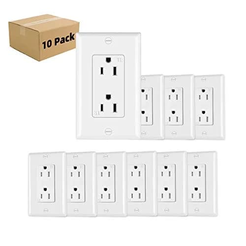 micmi 15A Decorator Receptacle Outlet | Tamper Resistant, Grounding, UL Listed, White thumbnail 1
