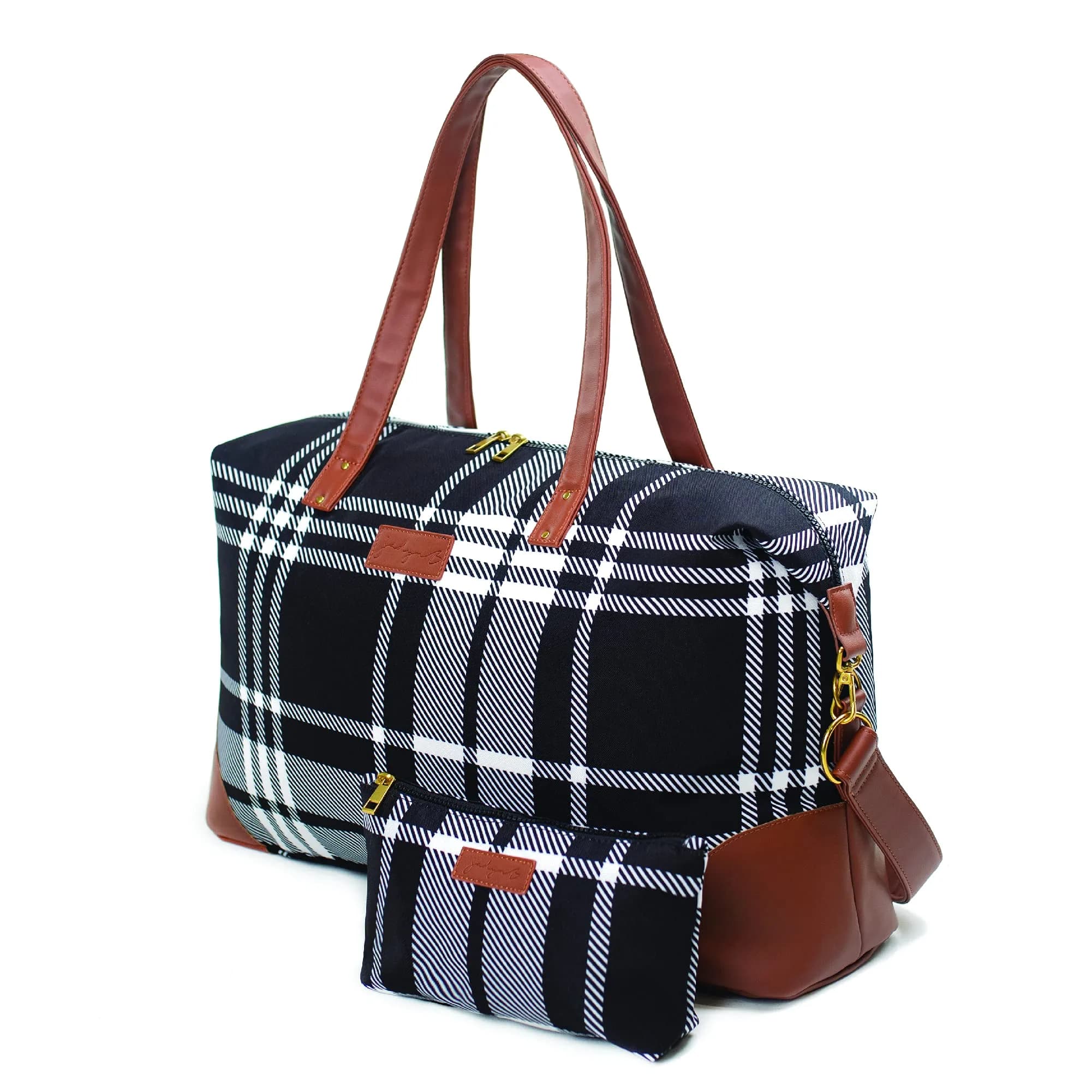 Jadyn Luna Women's Weekender Bag and Travel Duffel, Large 37 Liter Capacity (Plaid) | Durable Polyester & Vegan Leather