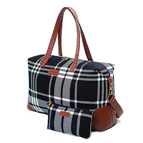 Jadyn Luna Women's Weekender Bag and Travel Duffel, Large 37 Liter Capacity (Plaid) | Durable Polyester & Vegan Leather thumbnail 1