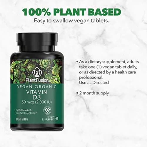 PlantFusion Vegan Vitamin D3 2000IU | Organic Plant-Based Supplement for Immunity & Bone Health thumbnail 2