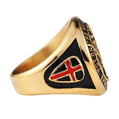 HZMAN Knights Templar Stainless Steel Ring for Men, Size 8 Gold | Faith Symbol thumbnail 4