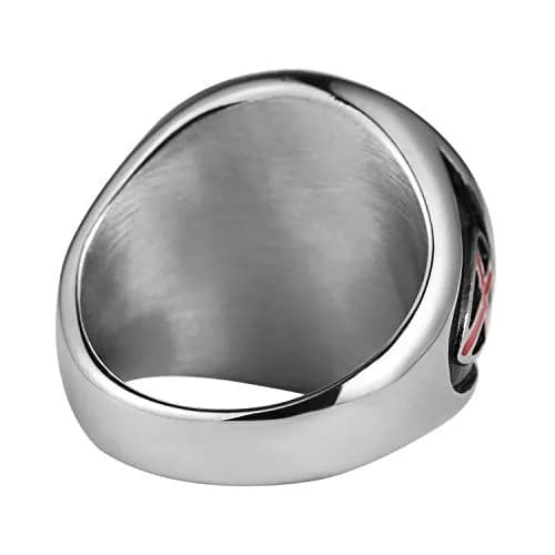 HZMAN Knights Templar Stainless Steel Ring with Red Cross Design for Men | Size 13 (US) thumbnail 4