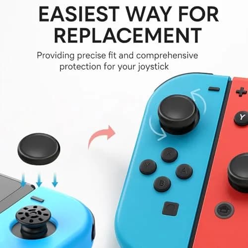 Ferkurn Joystick Controller Replacement Thumb Grip Caps for Nintendo Switch OLED & Lite (8 Pcs, Black) | Enhance Gaming Grip thumbnail 7