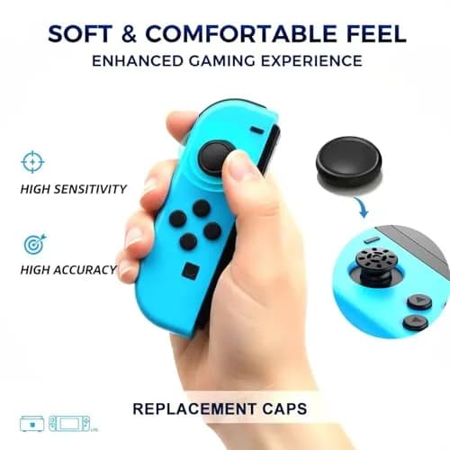 Ferkurn Joystick Controller Replacement Thumb Grip Caps for Nintendo Switch OLED & Lite (8 Pcs, Black) | Enhance Gaming Grip thumbnail 2