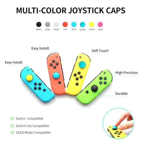 Ferkurn Joystick Controller Replacement Thumb Grip Caps for Nintendo Switch OLED & Lite (8 Pcs, Black) | Enhance Gaming Grip thumbnail 3