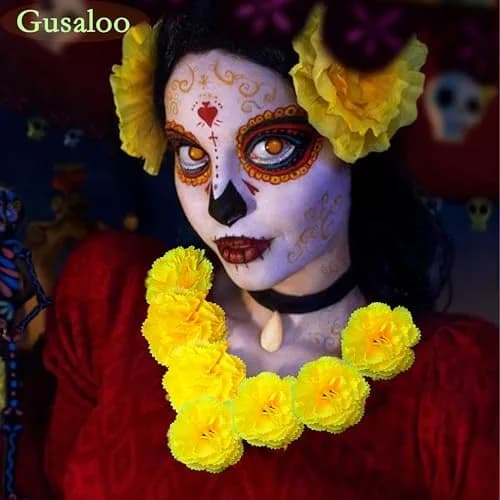 Gusaloo Yellow Marigold Flower Heads 50Pcs (5-6cm) | Bulk Artificial Flowers for Indian Festivals & Crafts thumbnail 4