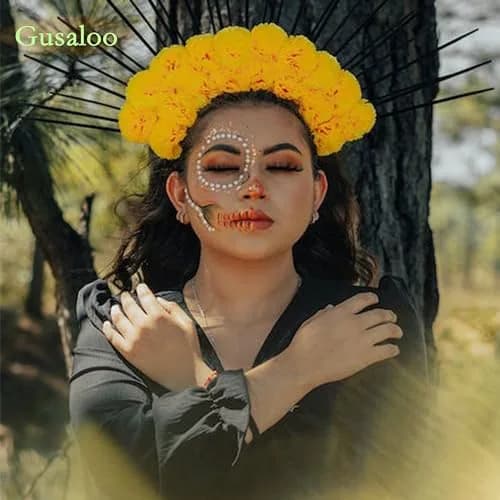 Gusaloo Yellow Marigold Flower Heads 50Pcs (5-6cm) | Bulk Artificial Flowers for Indian Festivals & Crafts thumbnail 6