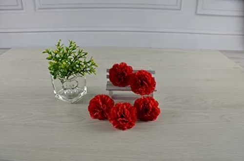 Gusaloo Red Marigold Flower Heads Bulk 50Pcs, Silk Artificial Flowers 5-6cm | Realistic Style for Diwali Home Decor thumbnail 7
