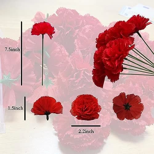 Gusaloo Red Marigold Flower Heads Bulk 50Pcs, Silk Artificial Flowers 5-6cm | Realistic Style for Diwali Home Decor thumbnail 2