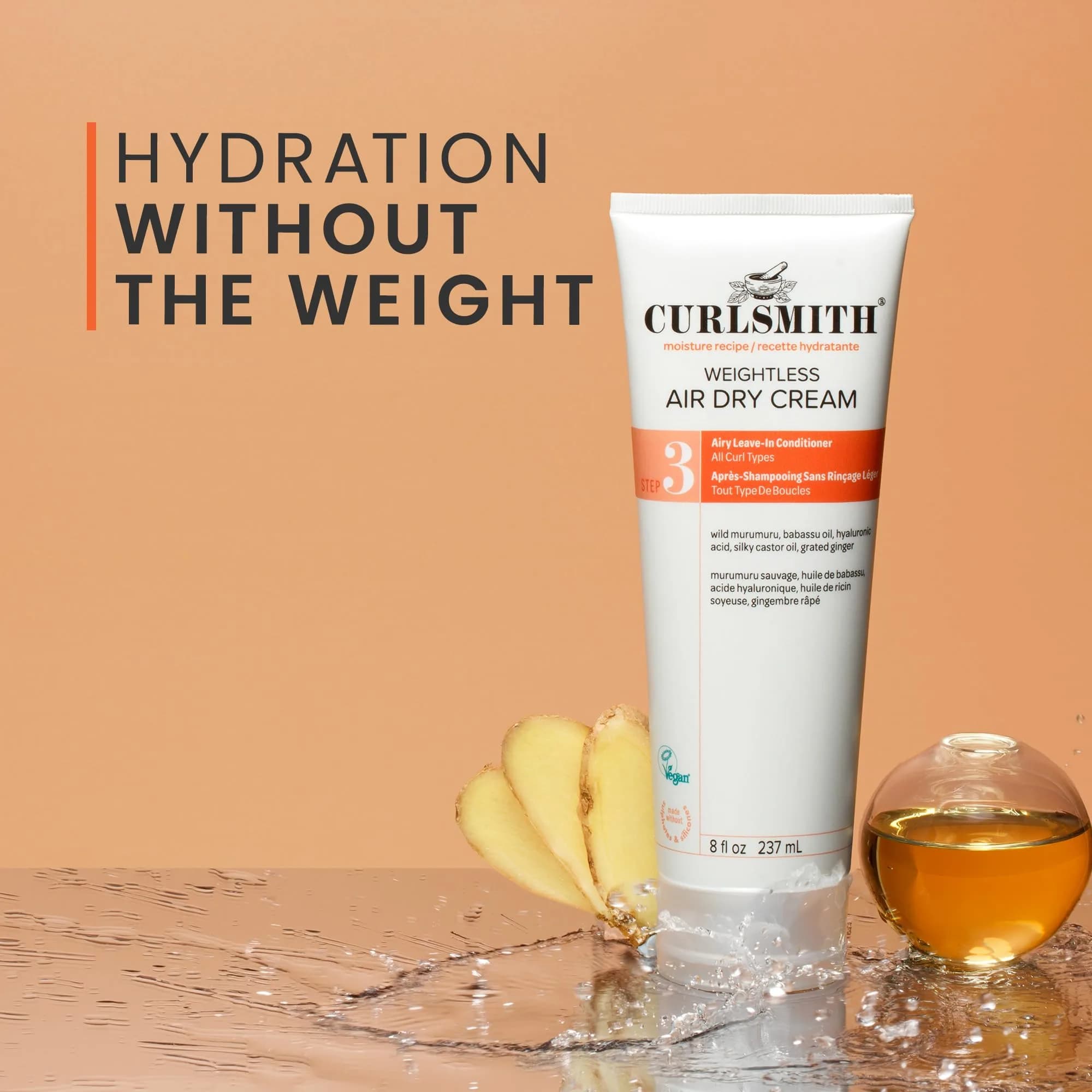 CURLSMITH Weightless Air Dry Curl Cream Leave In Conditioner 237ml (8 Fl Oz) | Hydrates & Defines Curls - view 6