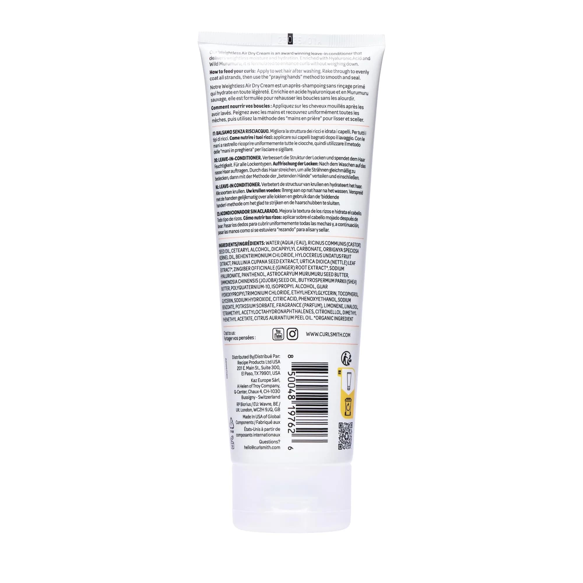 CURLSMITH Weightless Air Dry Curl Cream Leave In Conditioner 237ml (8 Fl Oz) | Hydrates & Defines Curls - view 8
