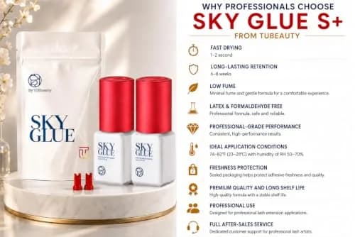 TUBeauty Sky Glue S+ Eyelash Extension Adhesive 5ml (0.17 Fl Oz) x 2 Bottles | Professional Black Bonding Glue for Individual Lashes, 1-2s Fast Drying thumbnail 3