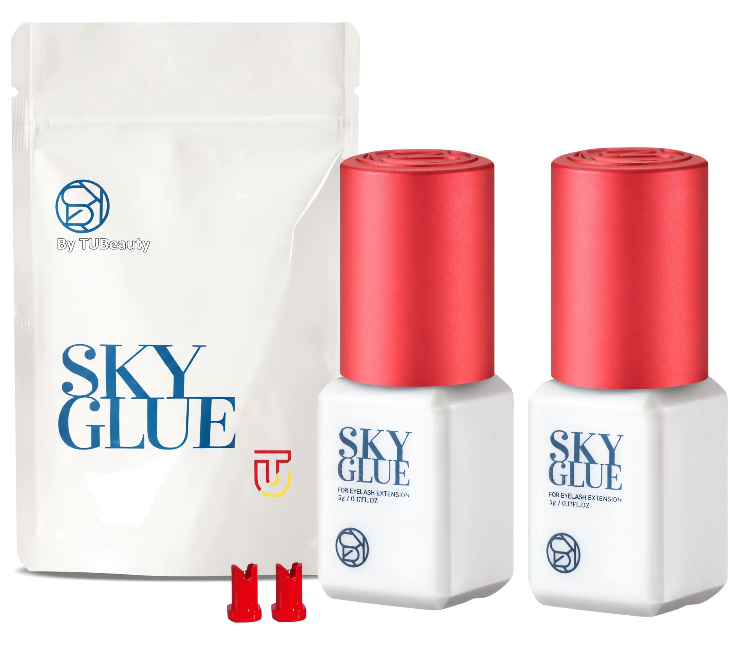 TUBeauty Sky Glue S+ Eyelash Extension Adhesive 5ml (0.17 Fl Oz) x 2 Bottles | Professional Black Bonding Glue for Individual Lashes, 1-2s Fast Drying - main product image