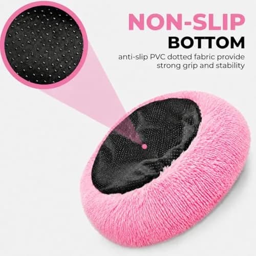 Whiskers & Friends Pink Gradient Donut Cat & Small Dog Bed 58cm (23" x 23" x 7") | Cozy Orthopedic Support for Anxiety Relief thumbnail 4