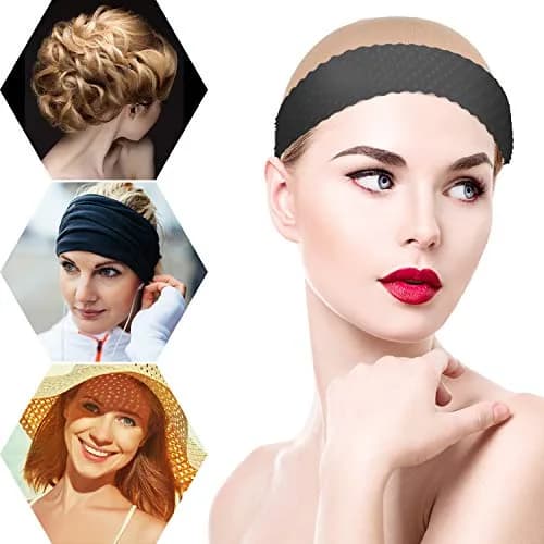 WILLBOND Silicone Wig Grip Headband & Nylon Wig Caps | Non Slip, Breathable, Reusable (6 pcs, Transparent, Dark Brown, Black) thumbnail 6