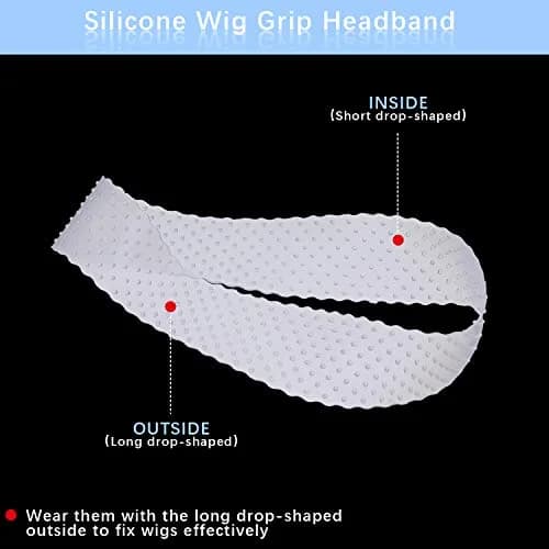 WILLBOND Silicone Wig Grip Headband & Nylon Wig Caps | Non Slip, Breathable, Reusable (6 pcs, Transparent, Dark Brown, Black) thumbnail 2