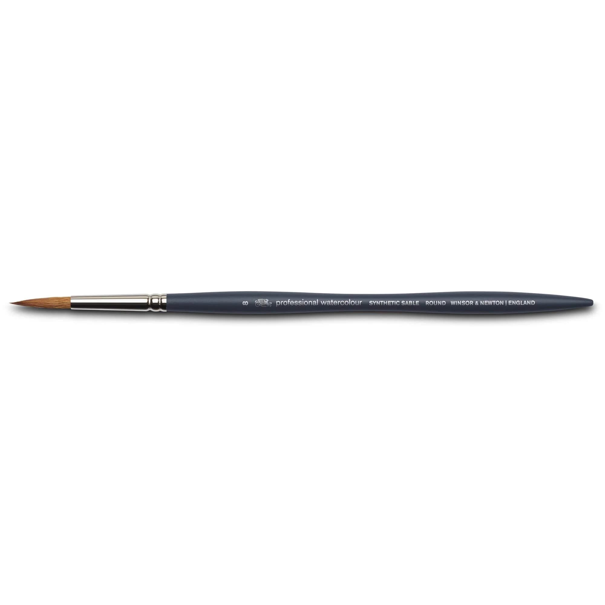Winsor & Newton Professional Watercolour Synthetic Brush, Round #8 | Synthetic Bristle Blend, Excellent Colour Carrying Capacity, Resilient Spring, Shape Retention