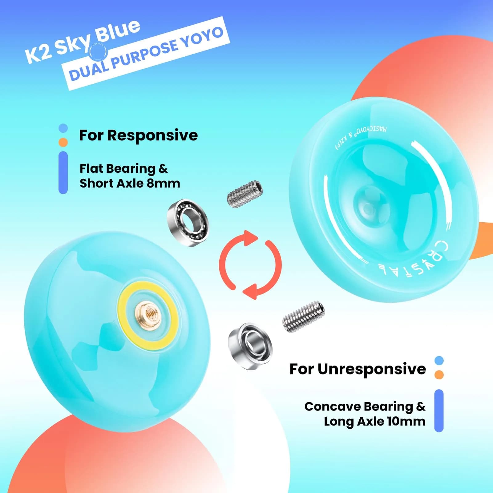 MAGICYOYO K2 Responsive Yoyo for Kids, Professional Yoyo for Beginner, Sky Blue (63.3g / 2.23 oz) thumbnail 5