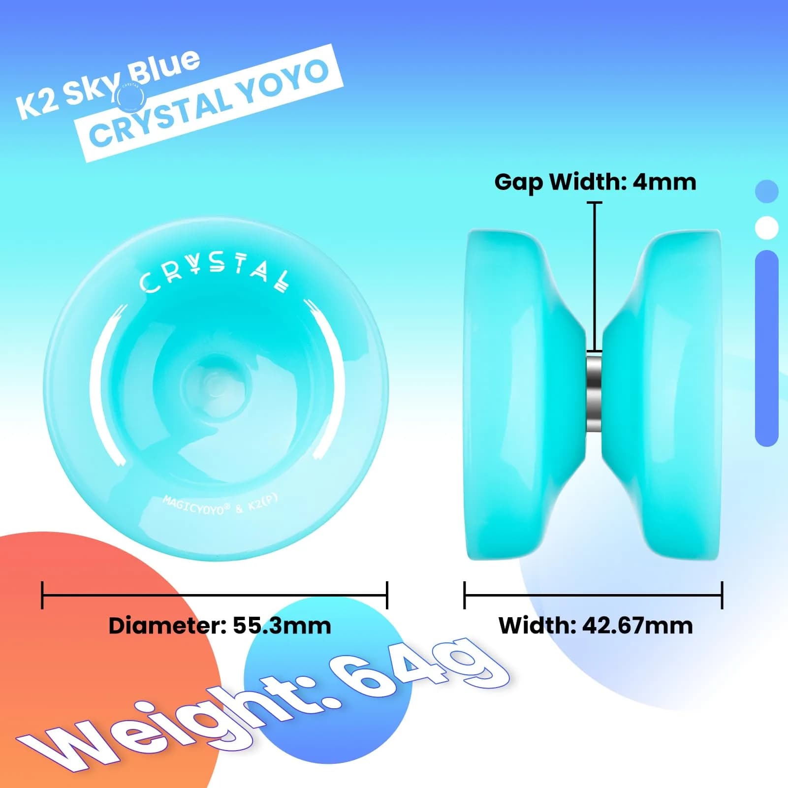 MAGICYOYO K2 Responsive Yoyo for Kids, Professional Yoyo for Beginner, Sky Blue (63.3g / 2.23 oz) thumbnail 6