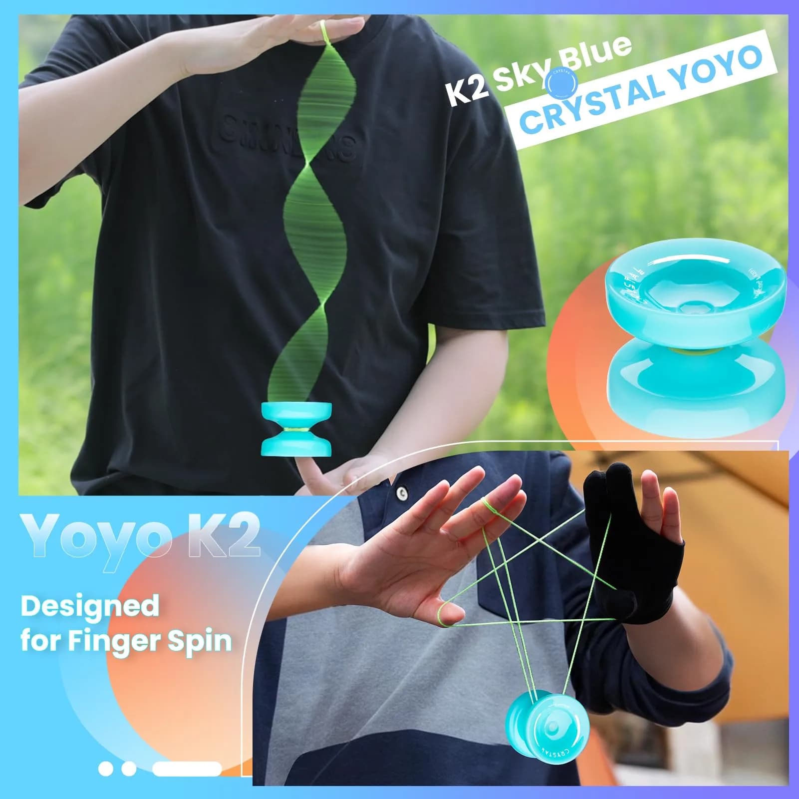 MAGICYOYO K2 Responsive Yoyo for Kids, Professional Yoyo for Beginner, Sky Blue (63.3g / 2.23 oz) thumbnail 3