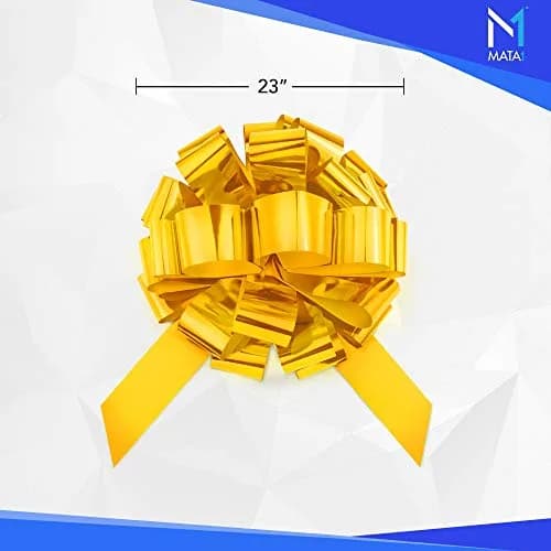 Mata1 Big Car Bow (Yellow, 23 inch) Giant Gift Bows | All-Weather Large Car Ribbon for Celebrations thumbnail 2