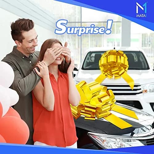 Mata1 Big Car Bow (Yellow, 23 inch) Giant Gift Bows | All-Weather Large Car Ribbon for Celebrations thumbnail 3