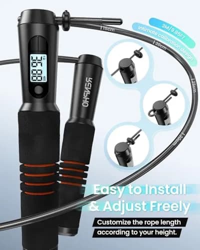 RENPHO Smart Jump Rope with Counter | App Data Tracking, LCD Display, Adjustable Length thumbnail 5