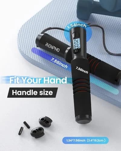 RENPHO Smart Jump Rope with Counter | App Data Tracking, LCD Display, Adjustable Length thumbnail 7