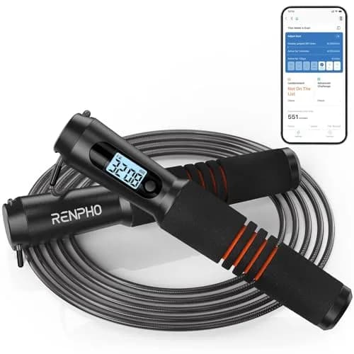 RENPHO Smart Jump Rope with Counter | App Data Tracking, LCD Display, Adjustable Length thumbnail 8