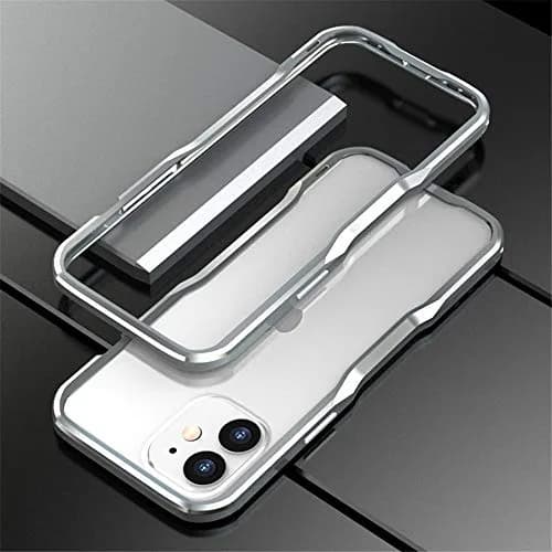 HENGHUI Aluminum Bumper Case for iPhone 12 & 12 Pro | Shock-Absorbent Metal Frame (6.1-inch) — Silver