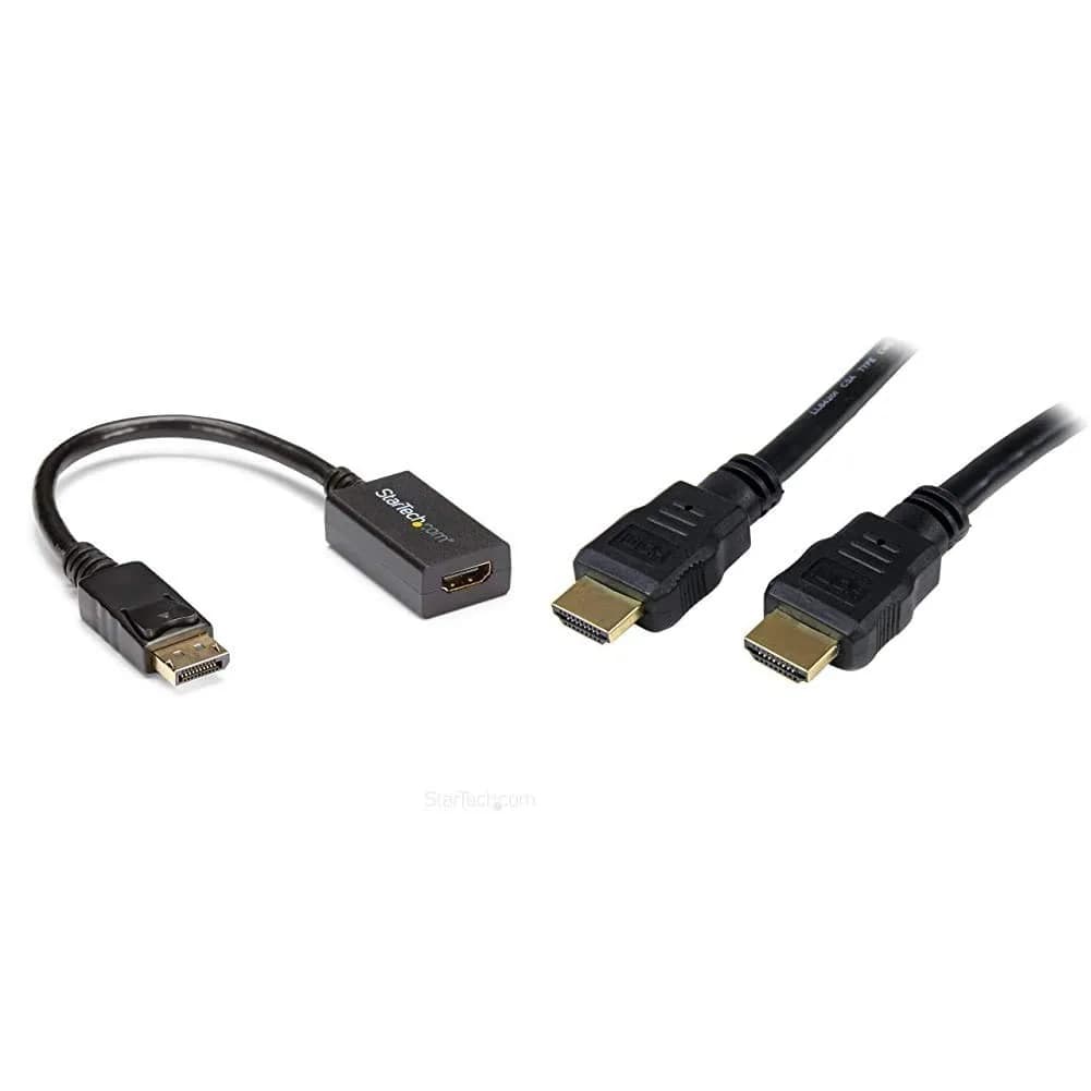StarTech.com DisplayPort to HDMI Adapter Converter with 2x 2m 4K High Speed HDMI Cables | Latching DP Connector, 1920x1200 Resolution — Adapter + Cable