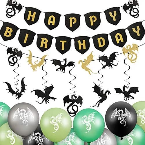 Sumind Dragon Birthday Party Supplies Decorations Set | 33 Pieces Assorted Colors thumbnail 1