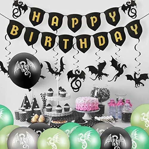 Sumind Dragon Birthday Party Supplies Decorations Set | 33 Pieces Assorted Colors thumbnail 7