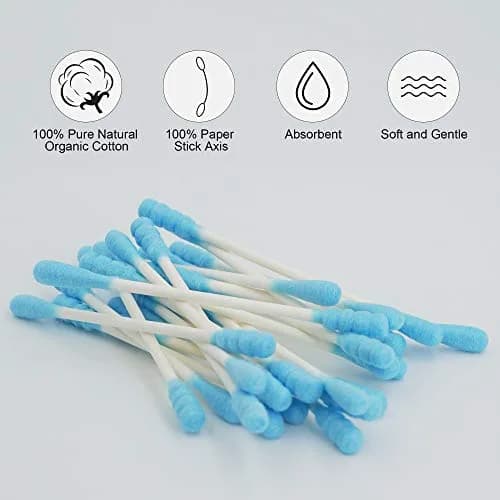 HOMEFOX Blue Cotton Swabs Spiral - 200 Count | Organic Cotton Buds with Paper Stick thumbnail 6