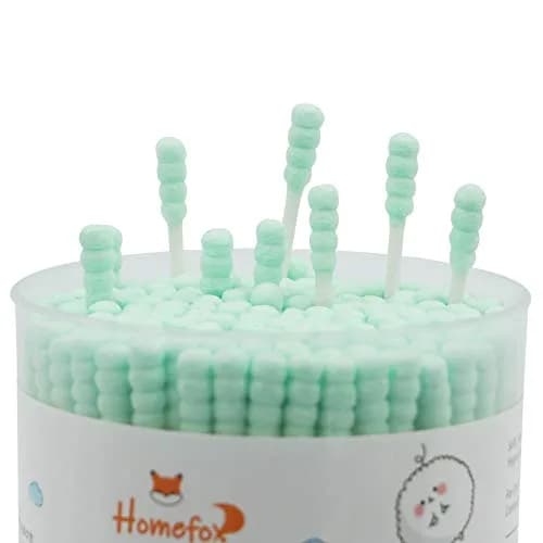HOMEFOX Green Cotton Swabs Spiral - 200 Count | Organic Cotton Buds with Paper Stick thumbnail 4