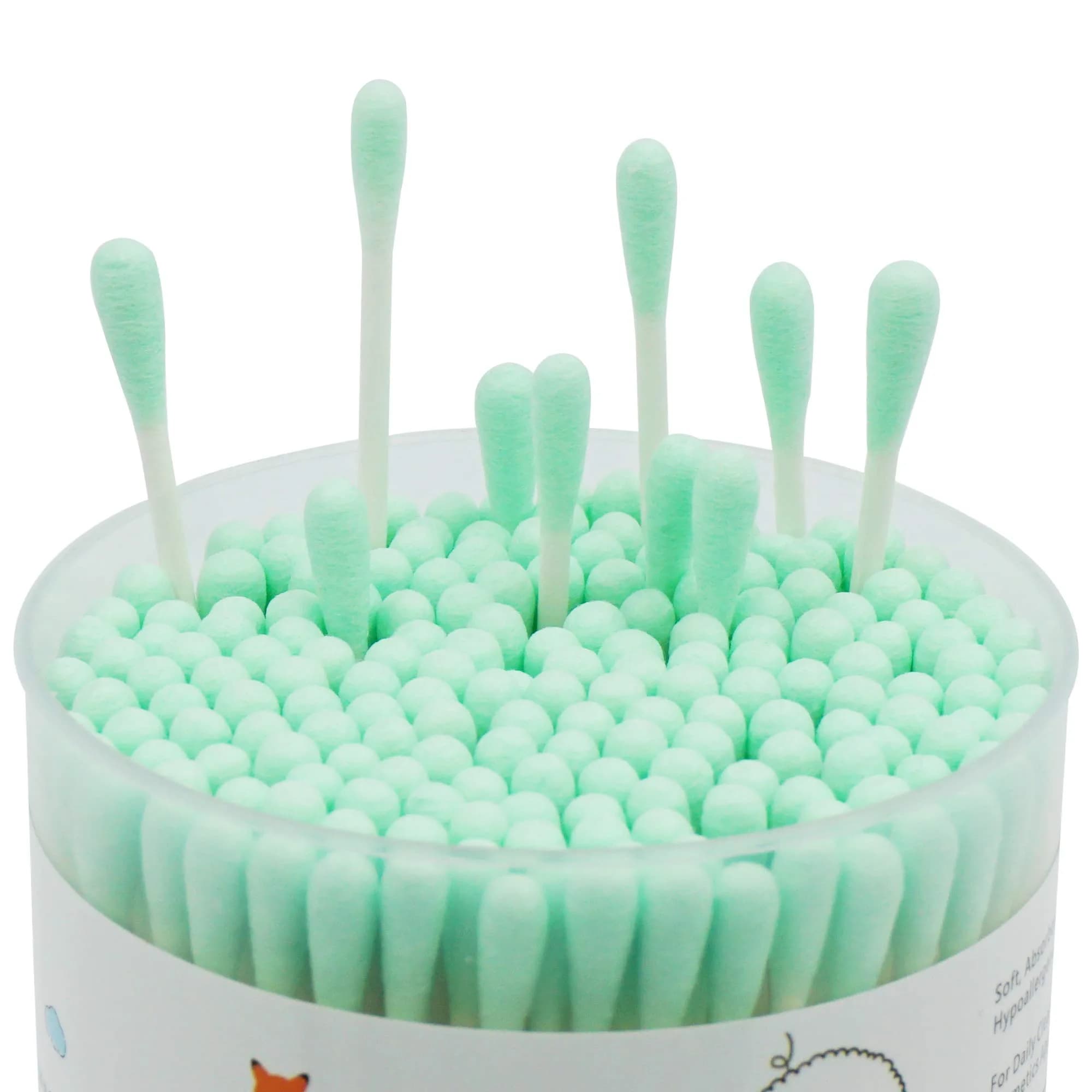 HOMEFOX Green Cotton Swabs Spiral - 200 Count | Organic Cotton Buds with Paper Stick - view 5