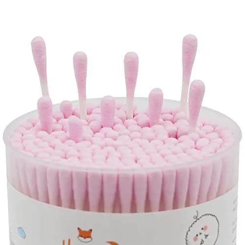 HOMEFOX Pink Cotton Swabs Spiral - 200 Count | Organic Cotton Buds with Paper Stick thumbnail 4