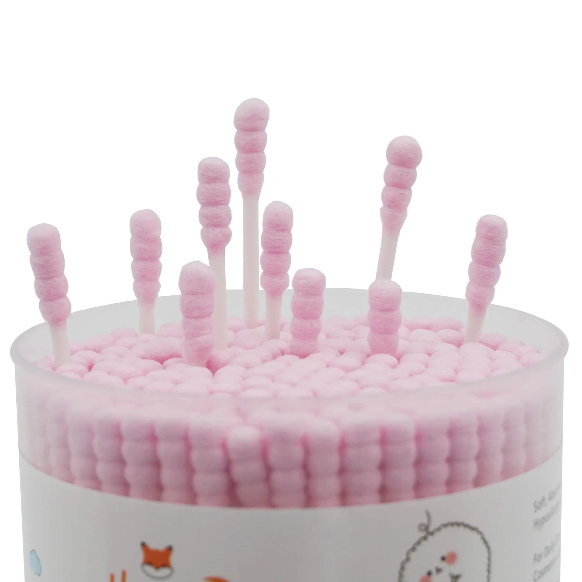 HOMEFOX Pink Cotton Swabs Spiral - 200 Count | Organic Cotton Buds with Paper Stick - view 3
