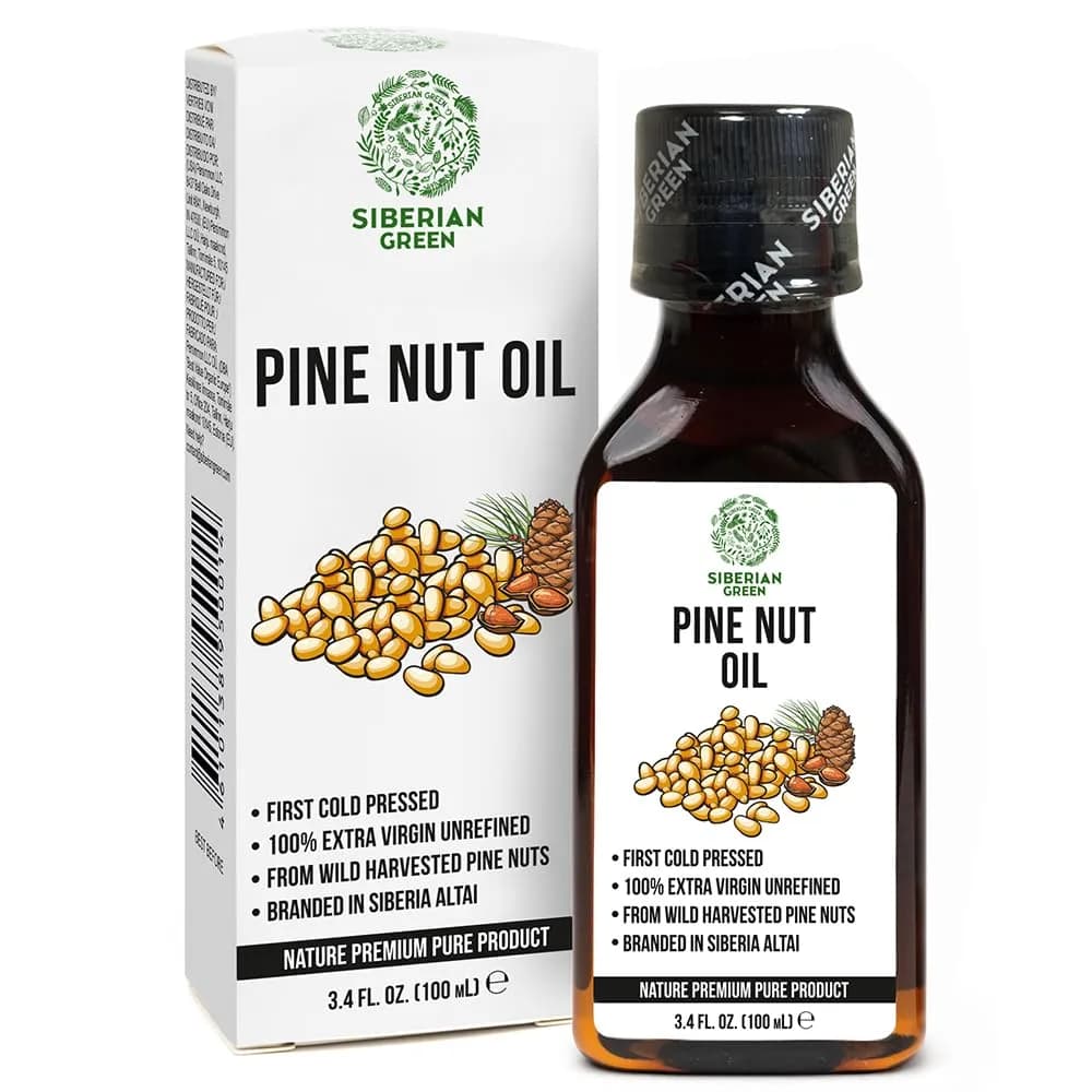 Siberian Green Pine Nut Oil 100ml | Cold Pressed, Raw, Vegan, No-GMO, Siberian Origin — 3.4 Fl Oz