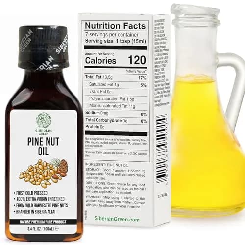 Siberian Green Pine Nut Oil 100ml | Cold Pressed, Raw, Vegan, No-GMO, Siberian Origin thumbnail 4