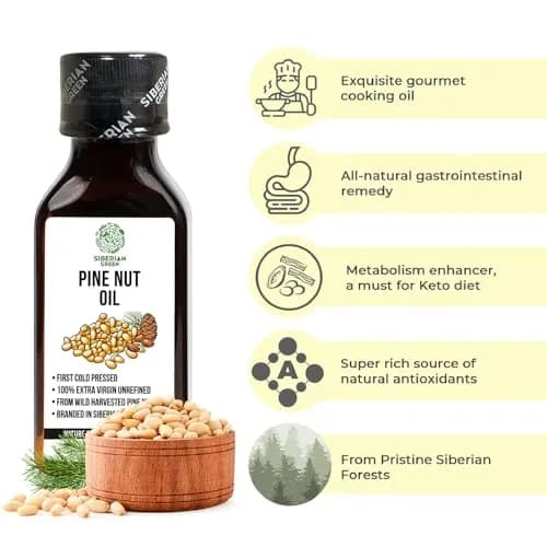 Siberian Green Pine Nut Oil 100ml | Cold Pressed, Raw, Vegan, No-GMO, Siberian Origin thumbnail 8