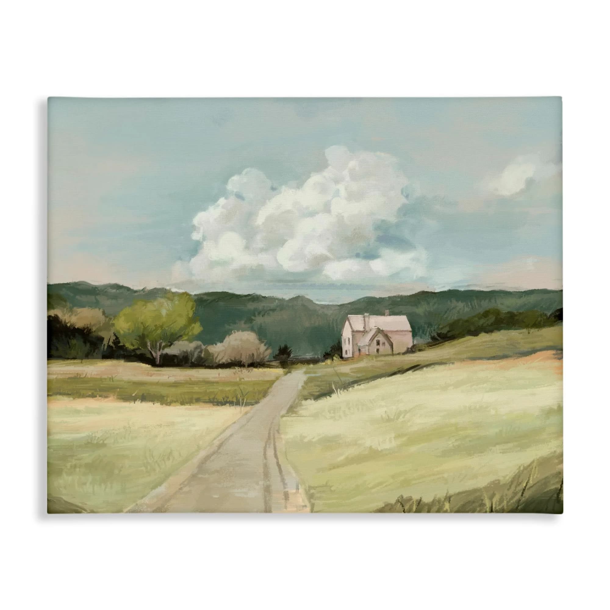 Stupell Industries Countryside Road Leading Home Canvas Wall Art 76cm x 101cm | Landscape Art for Living Room — Unframed