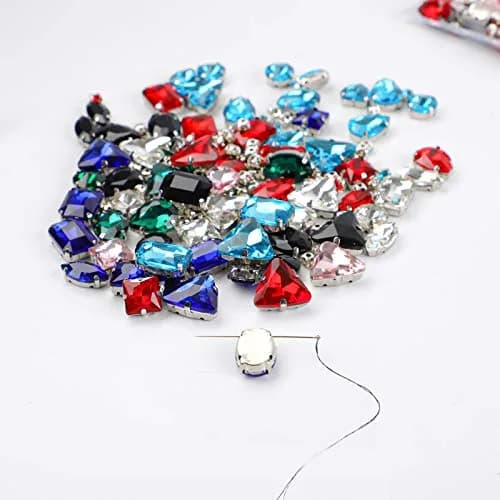 Jyukan Sew on Rhinestones 180pcs Champagne Mix Shapes | Craft Gems for Clothes & Crafts thumbnail 8