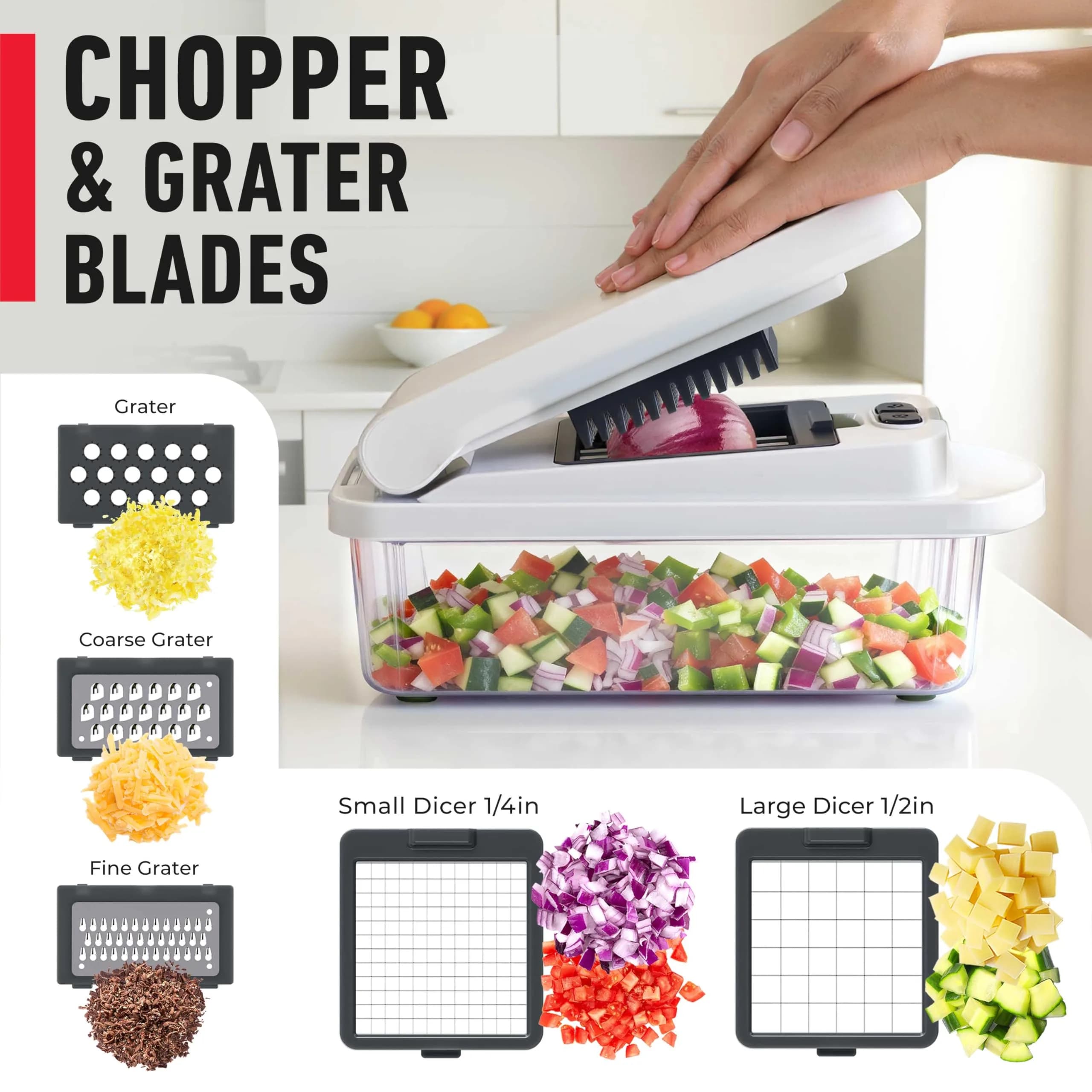 JANSKA Pro Series 10-in-1 Vegetable Chopper & Mandoline Slicer 1.1 kg (2.46 lb) | 8 Stainless Steel Blades for Effortless Meal Prep - view 5