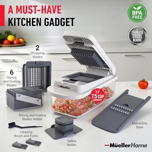 JANSKA Pro Series 10-in-1 Vegetable Chopper & Mandoline Slicer 1.1 kg (2.46 lb) | 8 Stainless Steel Blades for Effortless Meal Prep thumbnail 7