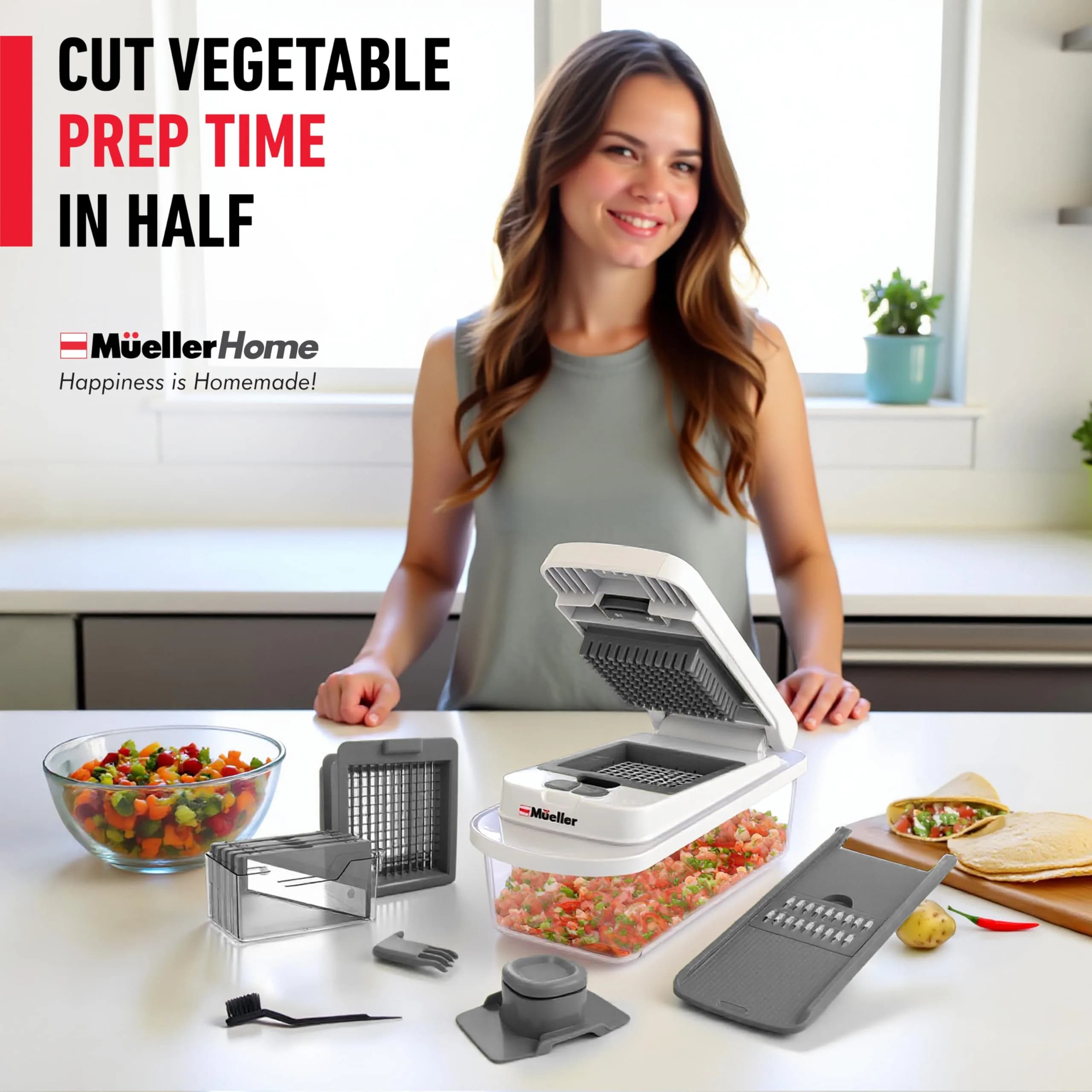 JANSKA Pro Series 10-in-1 Vegetable Chopper & Mandoline Slicer 1.1 kg (2.46 lb) | 8 Stainless Steel Blades for Effortless Meal Prep - view 9